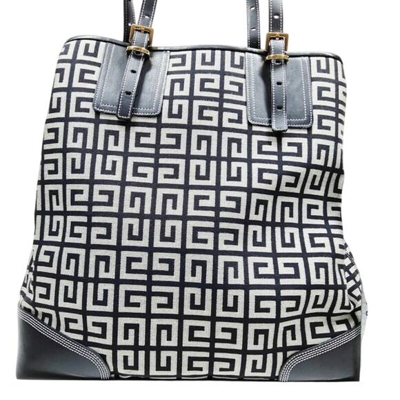 Authentic Givenchy Canvas & Leather Tote – Geometric Print Adjustable Straps - Picture 1 of 16